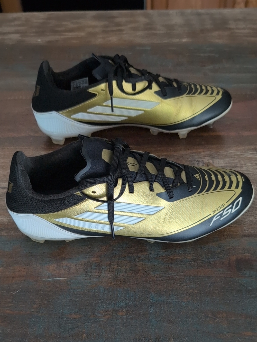Adidas Messi F50 Soccer Cleats Metallic Gold and Black - Men's 9 - Picture 4 of 8